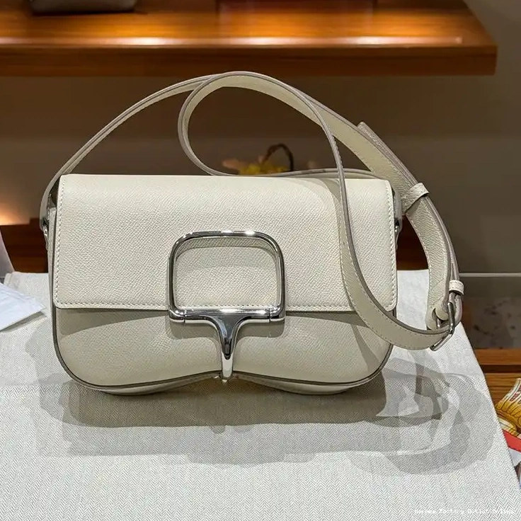 Cavalleria Hardware Epsom Bag Hermes In Palladium White Della Leather 0506